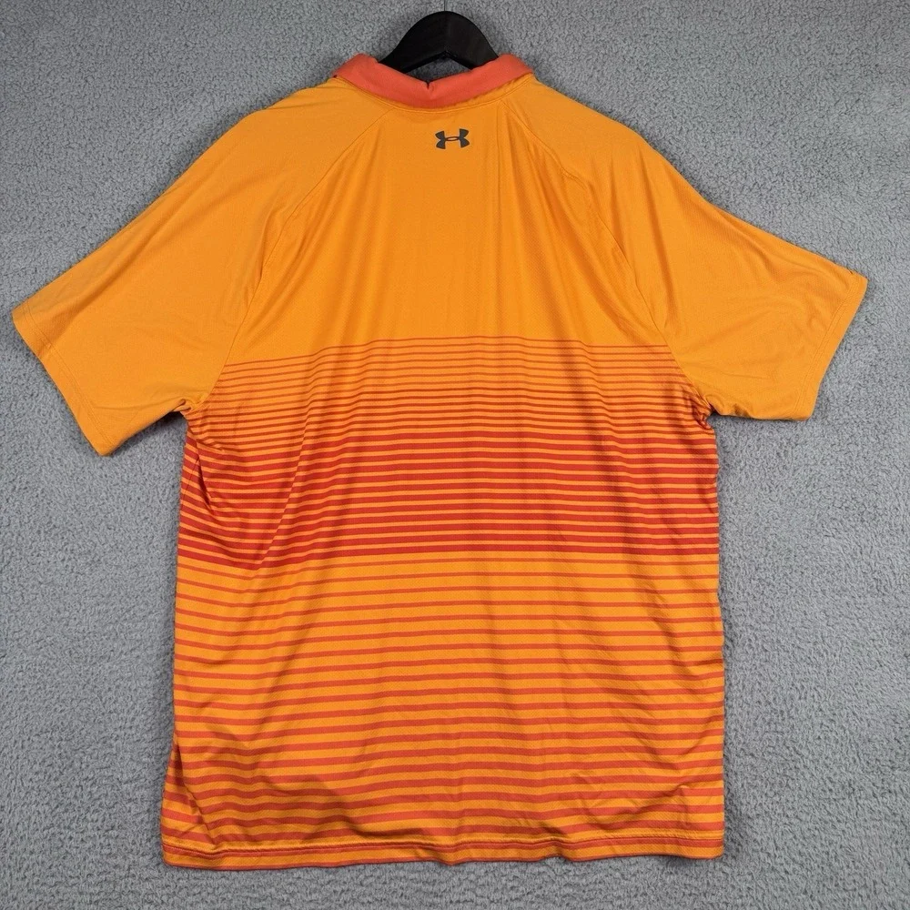 Under Armour Polo Mens 2XL Loose Orange Heatgear Performance Stretch Golf Shirt
